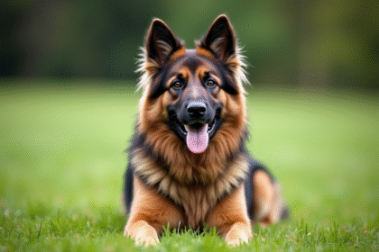 Chien croise berger allemand et Newfoundland en extérieur