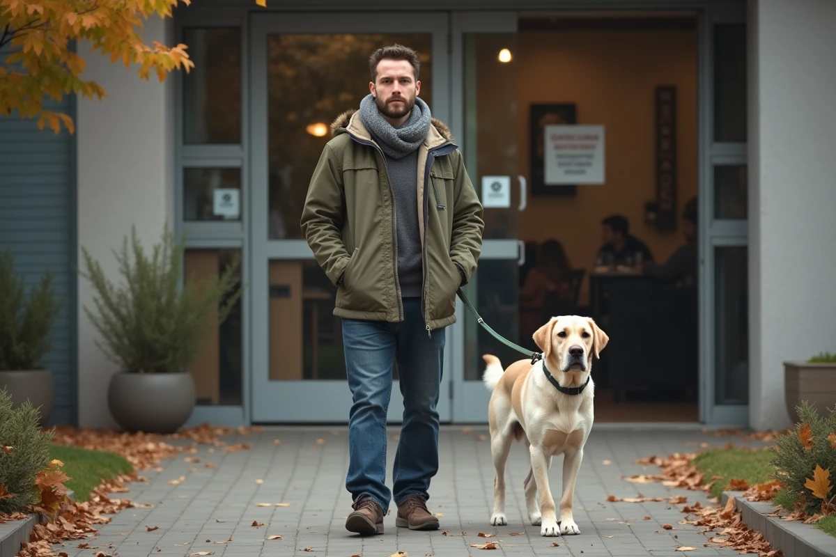 Homme avec un labrador à l